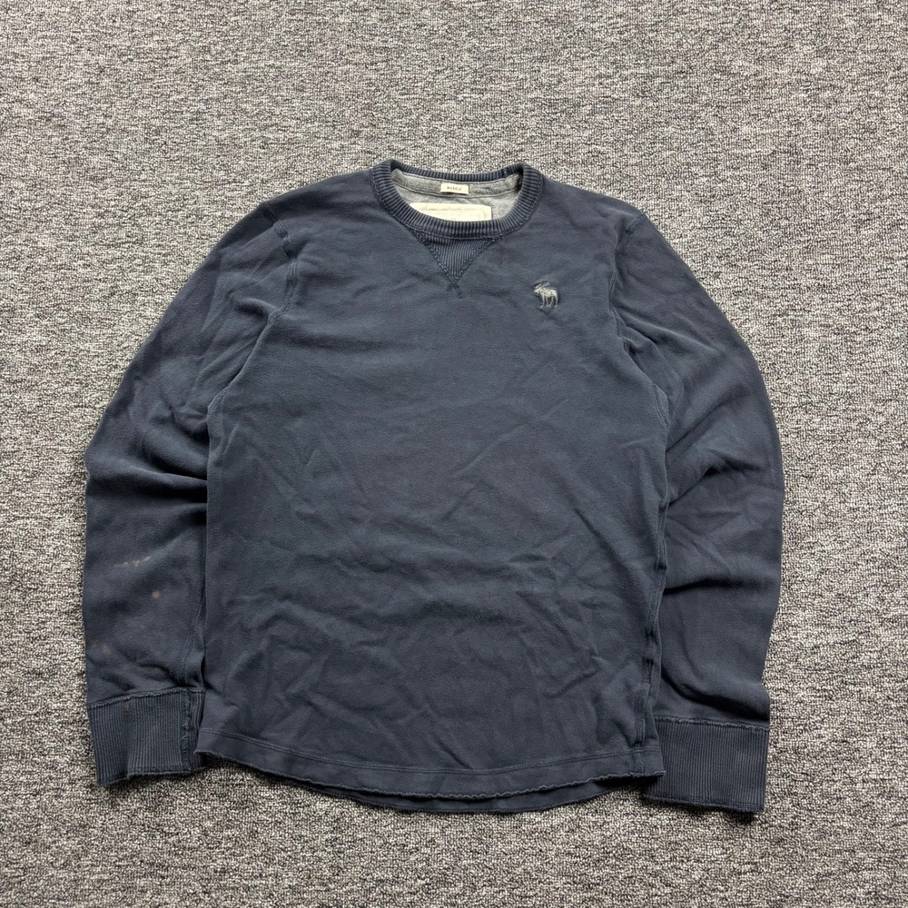 Y2K 2000s Abercrombie & Fitch Preppy Long Sleeve Muscle Fit Navy Blue 2XL